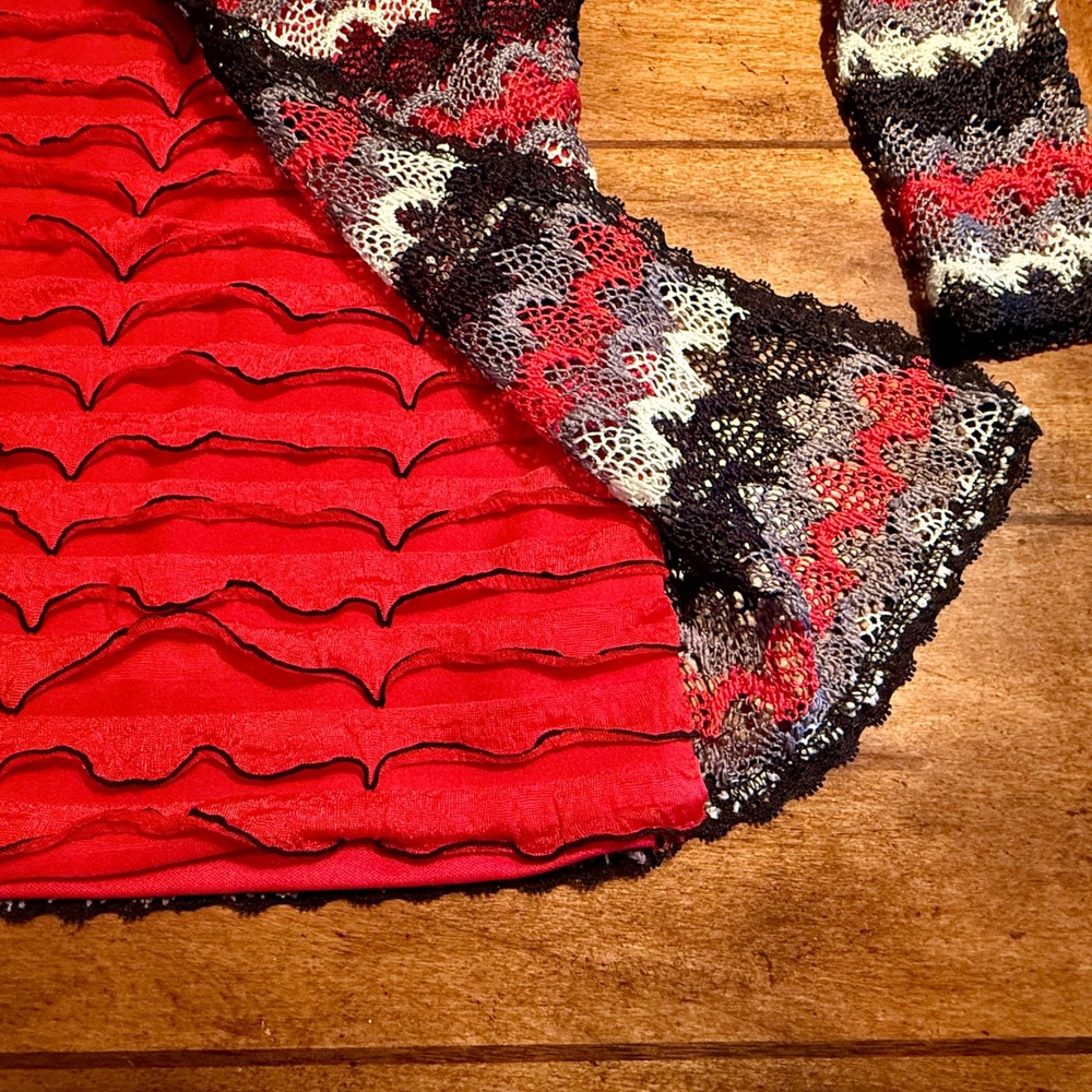 Nannette Kids Girls 5 Knit Cardigan Red Layered Ruffle‎ Dress Outfit Set A-0119 - Picture 5 of 15
